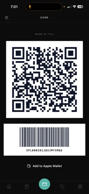 Member card with QR and Code 128 barcode